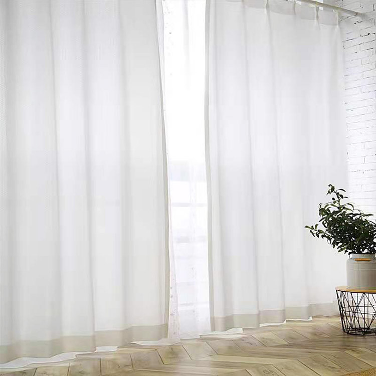 Tecido transparente resistente atacado elegante de boa qualidade branco moderno tule voile cortinas transparentes para sala de estar