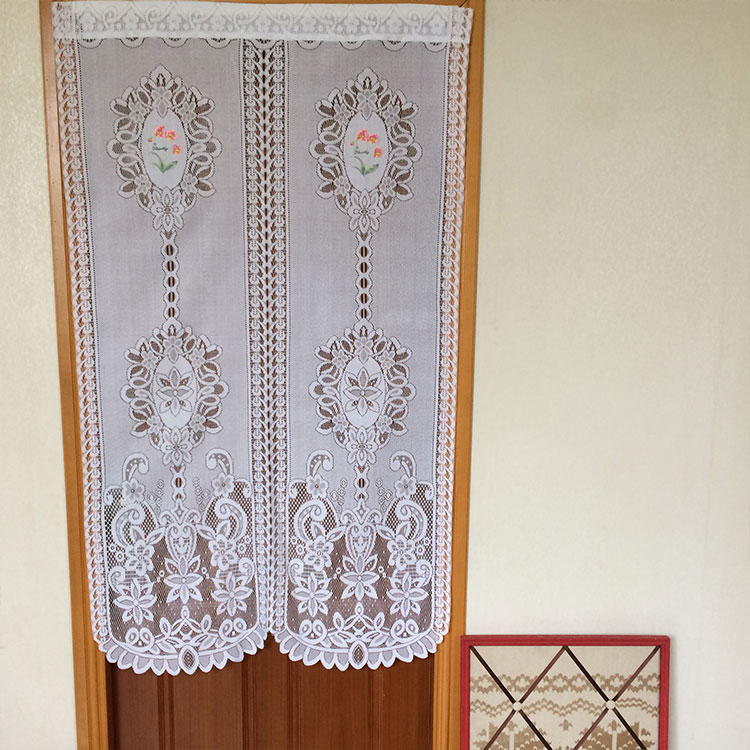 Tecido de cortina de tule de estilo islâmico de porta bordada japonesa personalizada de fábrica pura