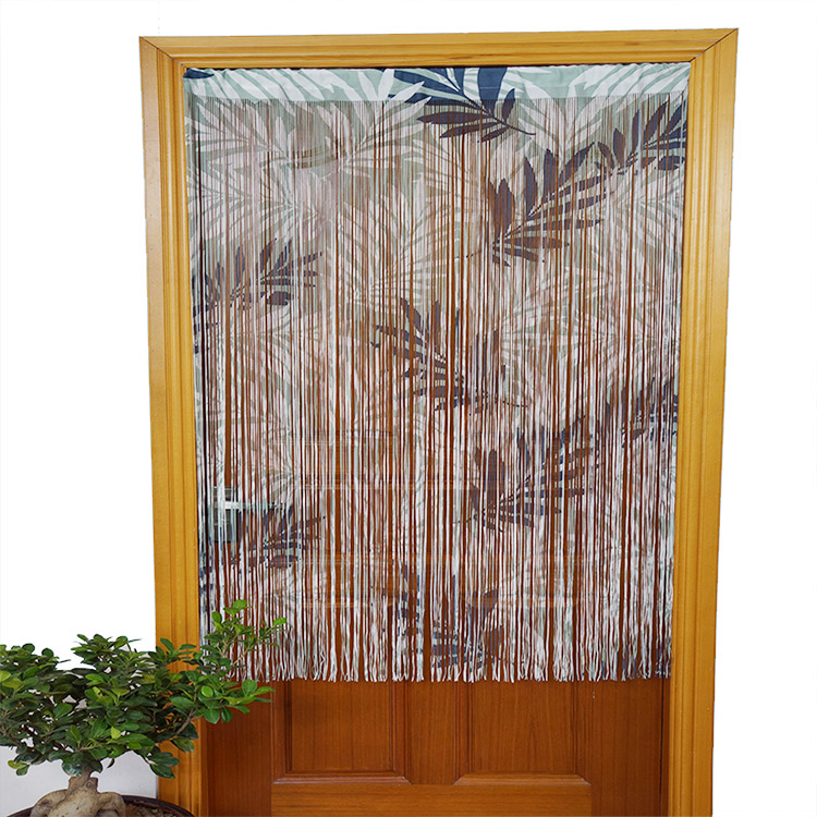 Mais recente design 100% poliéster com padrão de plantas tropicais cortinas de porta decorativas meio penduradas cortina de sala de estar para quarto