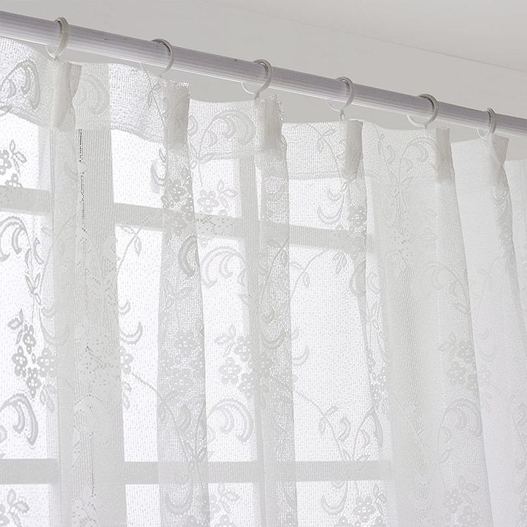 Novos designs Jacquard net tule voile roll malha cortina de poliéster tecido transparente extra largo