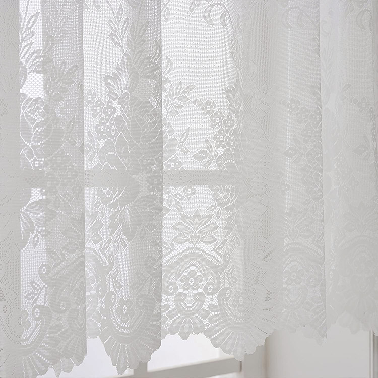 Novos designs Jacquard net tule voile roll malha cortina de poliéster tecido transparente extra largo