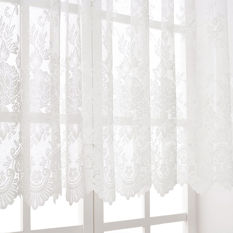 Novos designs Jacquard net tule voile roll malha cortina de poliéster tecido transparente extra largo