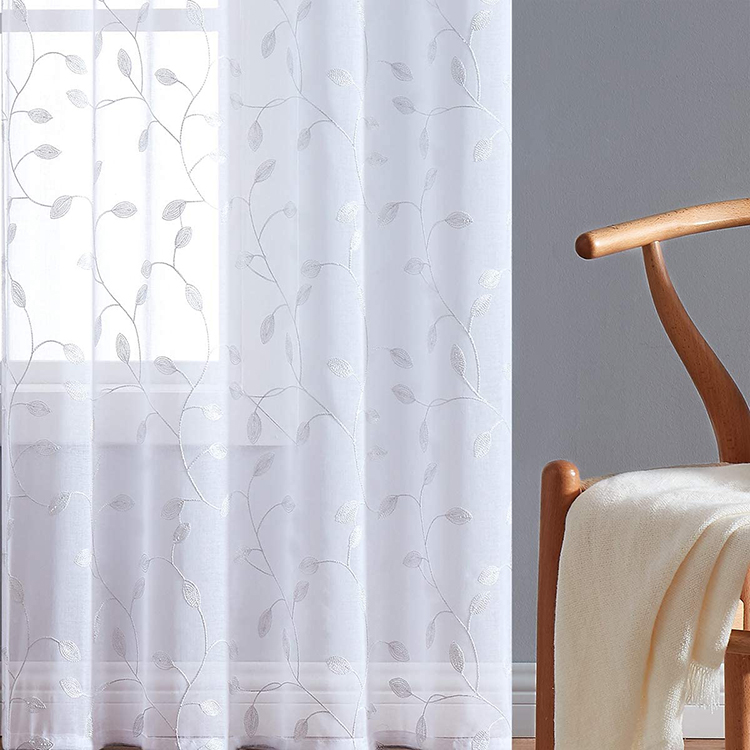 Tecido de cortinas de rede para cortinas de voile simples bordados transparentes