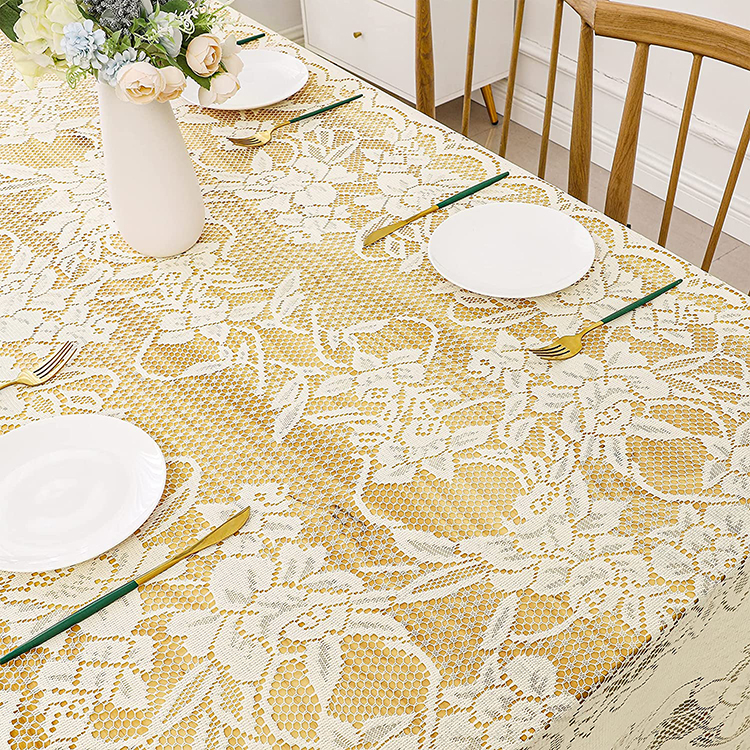 Tecidos jacquard de poliéster liso para jantar branco festa de casamento para roupas de mesa rendas