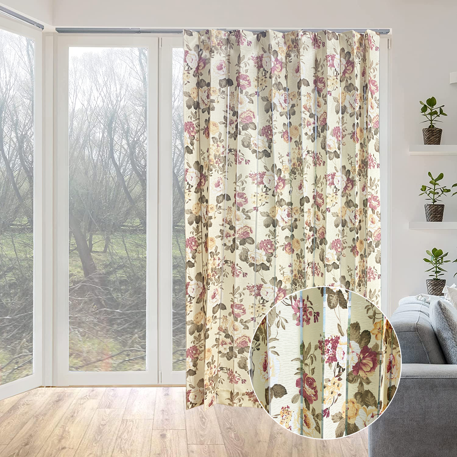 Impressão divisor de cortina de janela blackout europeu Blossoms cortina persianas verticais tecido de cortina