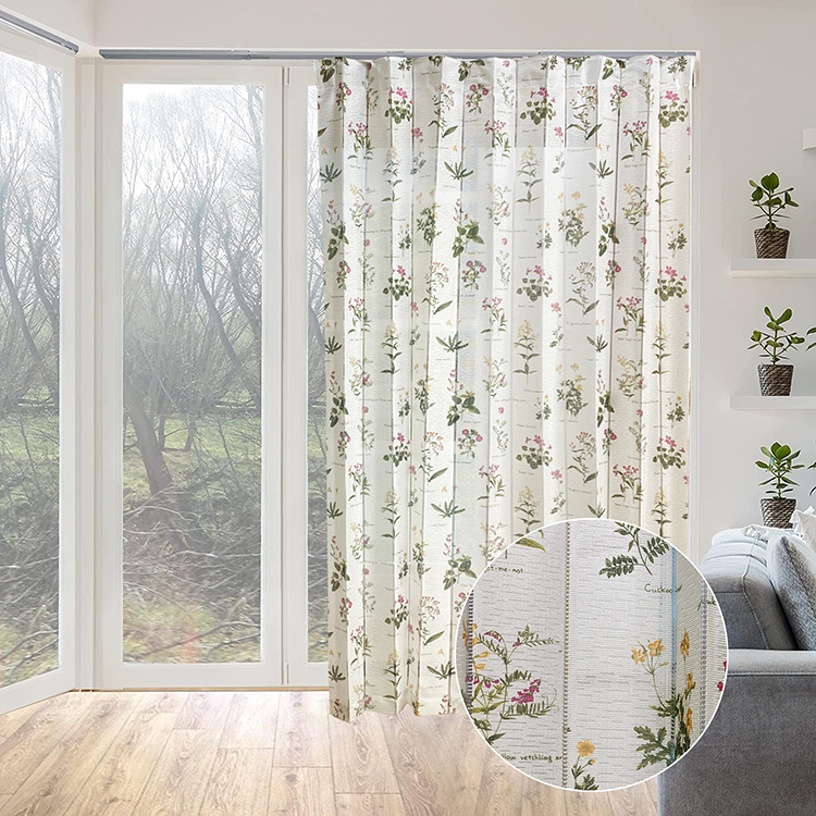 Folhas estampa floral cortina blackout janela porta onda elegante cortina vertical sonho tecido cortina