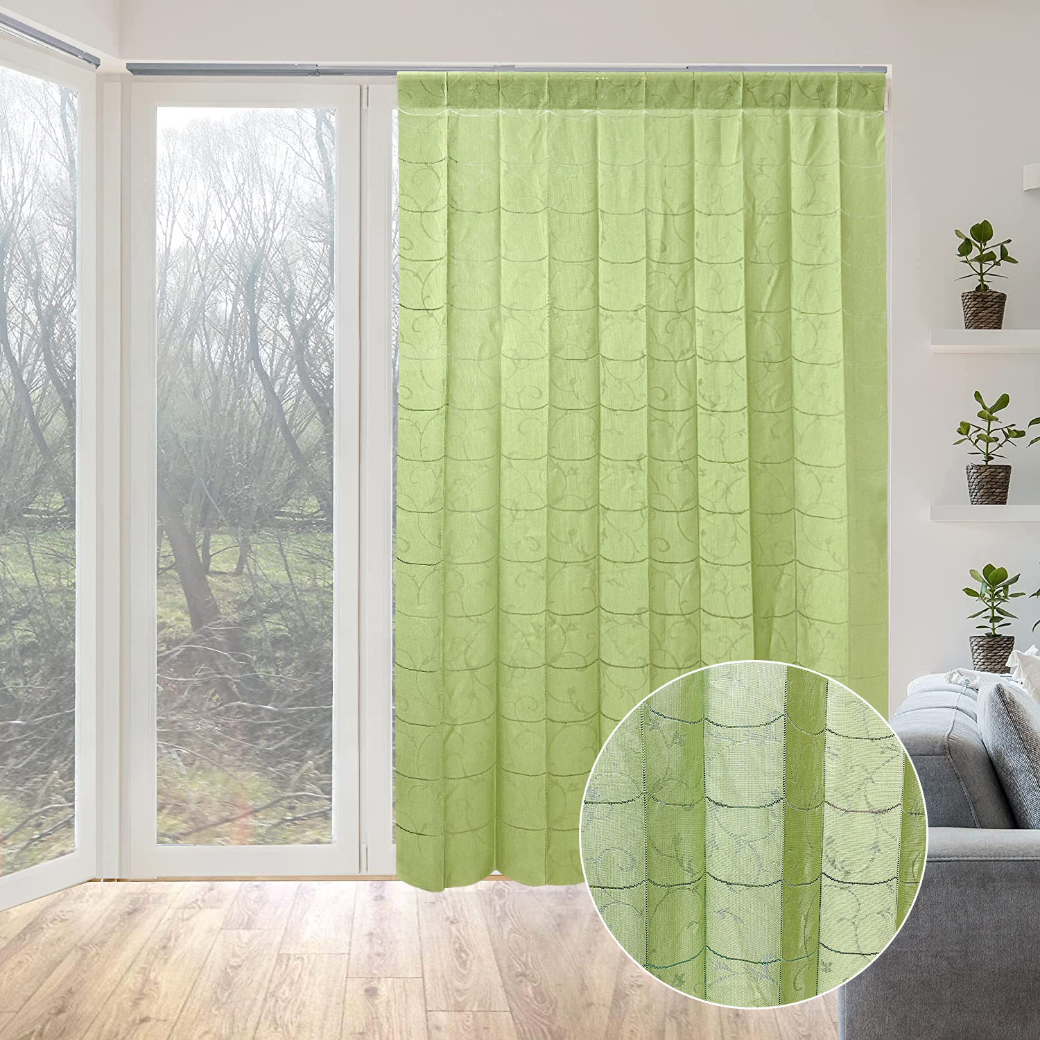 Janela divisória verde blackout privacidade lamelar jacquard cortinas de porta de bambu vertical tecido