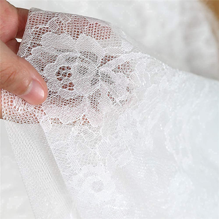 Tecido de roupa de mesa jacquard de poliéster branco leve para jantar de jantar de renda de casamento