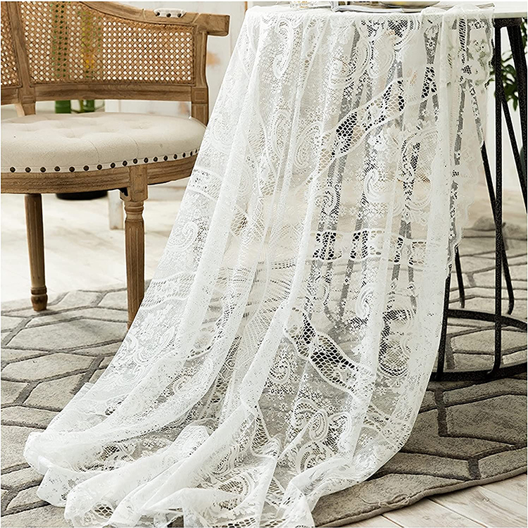 Cobrir o jantar de casamento branco floral jacquard rendado poliéster toalha de mesa redonda tecido de mesa redonda