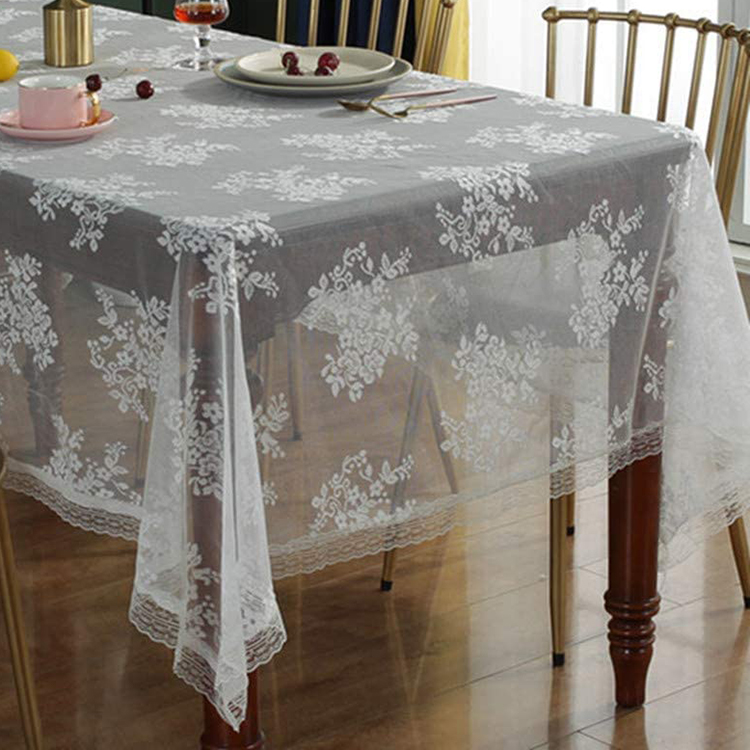 Pano de mesa de renda retangular floral jacquard branco liso tecido t barato