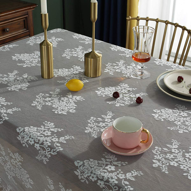 Pano de mesa de renda retangular floral jacquard branco liso tecido t barato