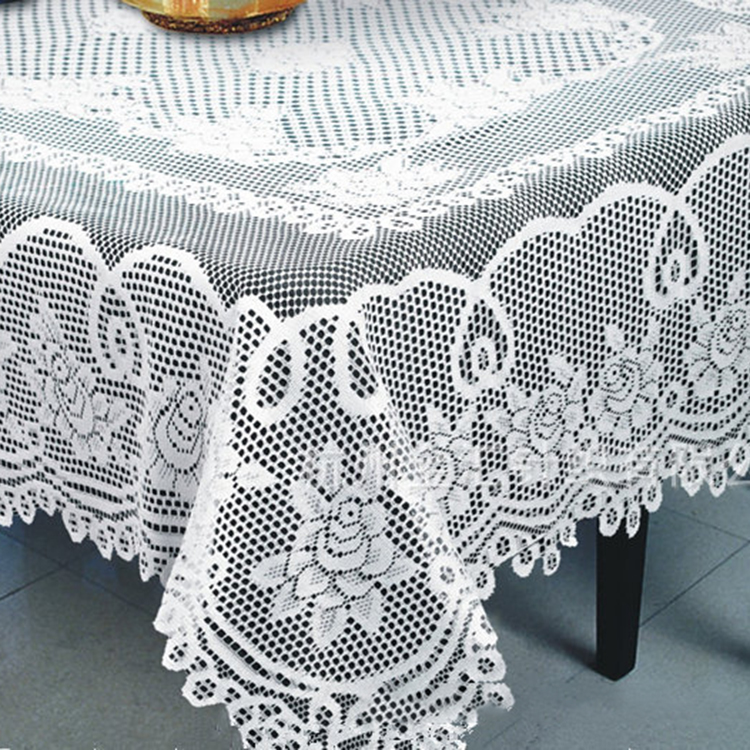 Tecido de toalha de mesa de renda redonda branca jacquard de jantar floral personalizado