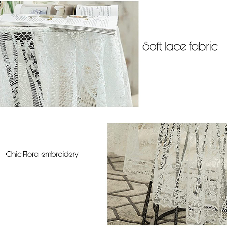 Cobrir o jantar de casamento branco floral jacquard rendado poliéster toalha de mesa redonda tecido de mesa redonda